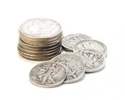 A stack of old coins