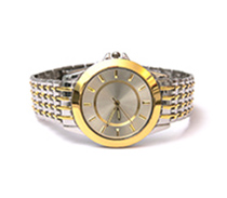 A watch in front of a white background